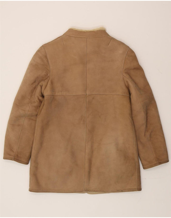 Vintage Damen Shearling Mantel IT 44 Medium Beige Shearling