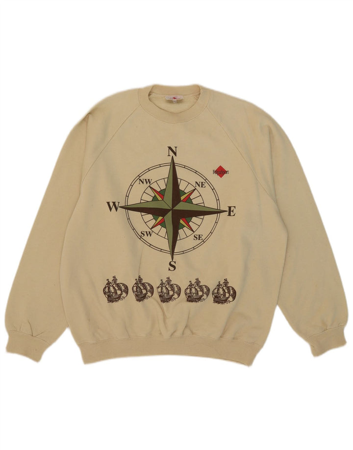 Parmalat Herren-Sweatshirt mit Grafik, groß, beige Baumwolle