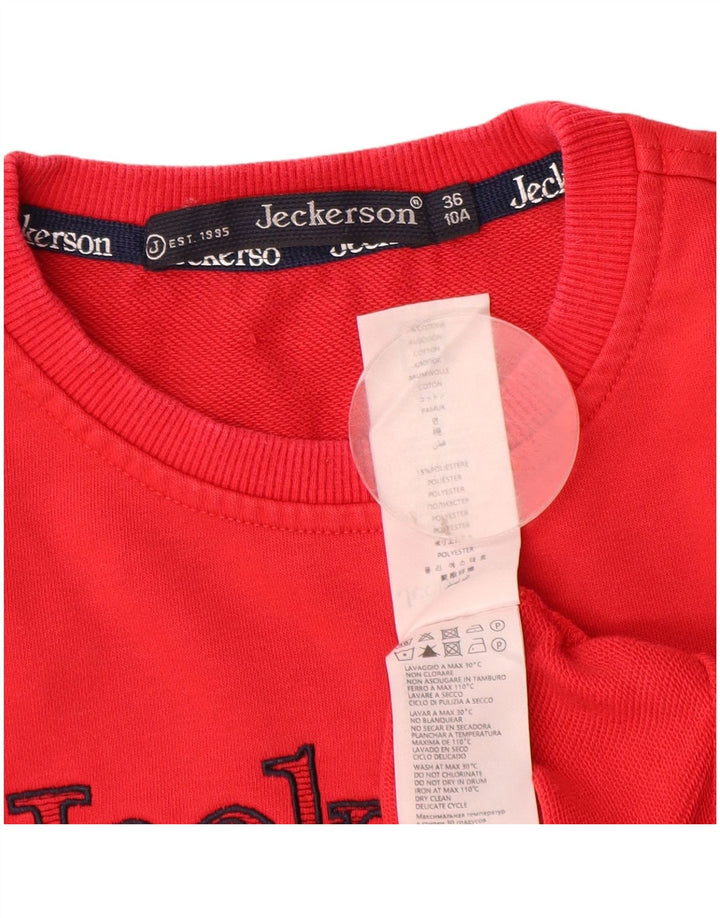 Jeckerson Jungen-Sweatshirt mit Grafik, 9–10 Jahre, rote Baumwolle
