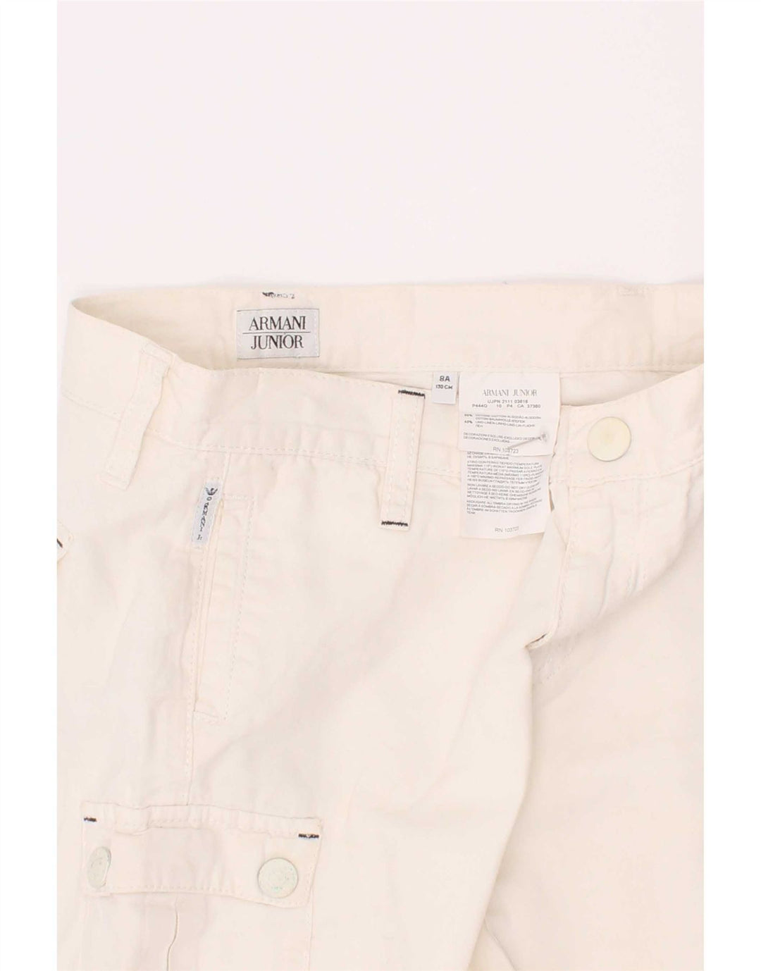 Armani Junior Boys Cargo Shorts 7-8 Jahre W24 Weiße Baumwolle