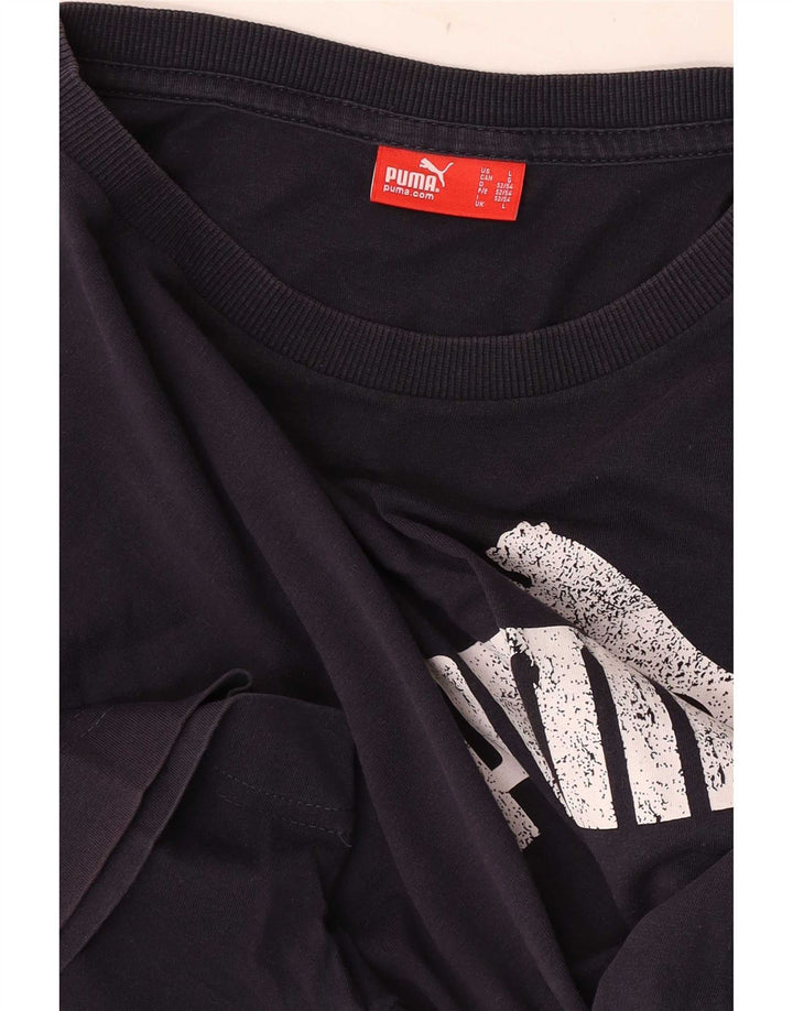 Puma Herren Grafik T-Shirt Top Large Marineblau