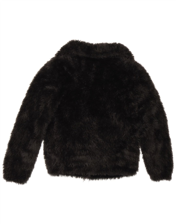 Vintage Damen Kunstfelljacke UK 10 Small Schwarz