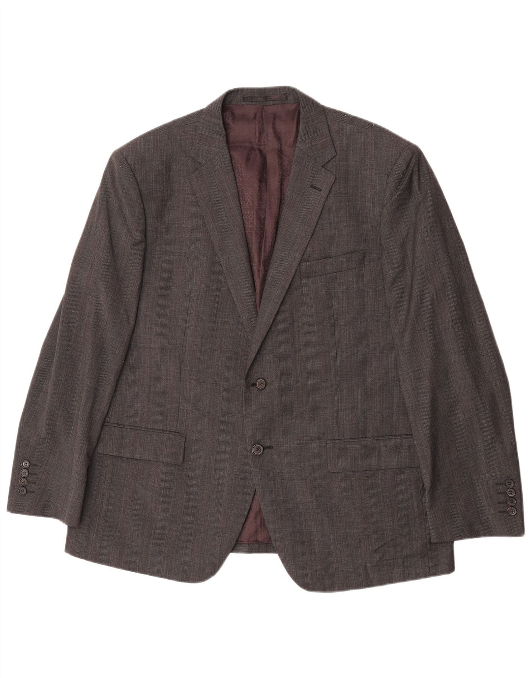 Marks & Spencer Herren-Blazer mit 2 Knöpfen, UK 46, XL, grau karierte Wolle