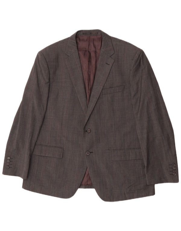 Marks & Spencer Herren-Blazer mit 2 Knöpfen, UK 46, XL, grau karierte Wolle