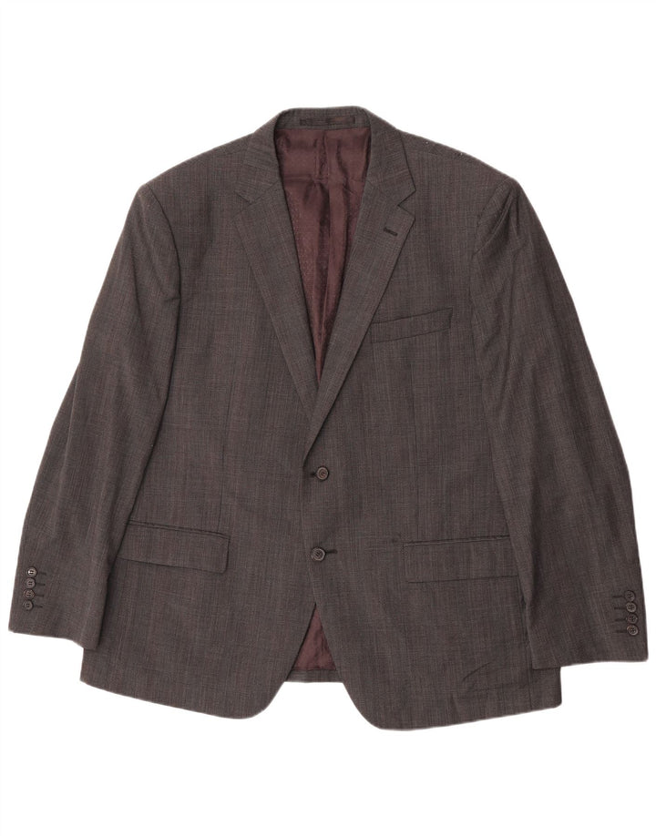 Marks & Spencer Herren-Blazer mit 2 Knöpfen, UK 46, XL, grau karierte Wolle