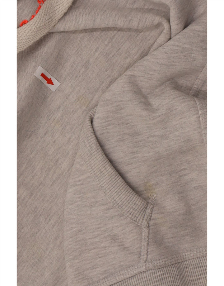 Superdry Damen Kapuzenpullover UK 14 Mittelgraue Baumwolle