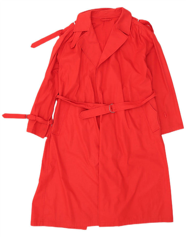 VINTAGE Damen Trenchcoat UK 14 Mittelrotes Polyester
