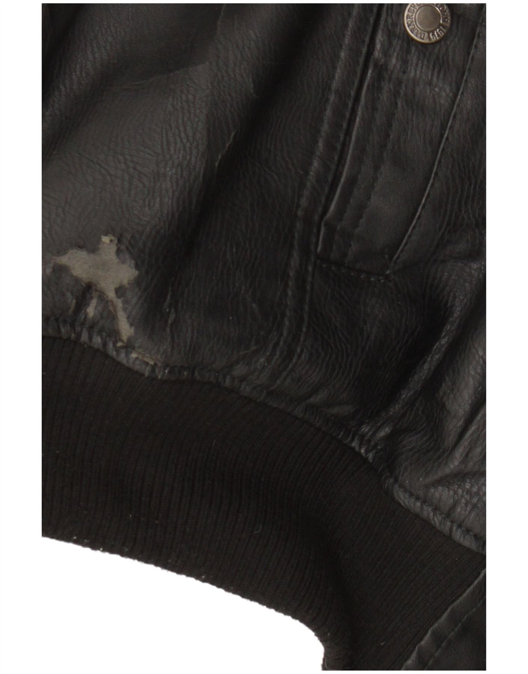 Identische Herren-Motorstyle-Bomberjacke aus Kunstleder, UK 42, XL, schwarzes Polyester