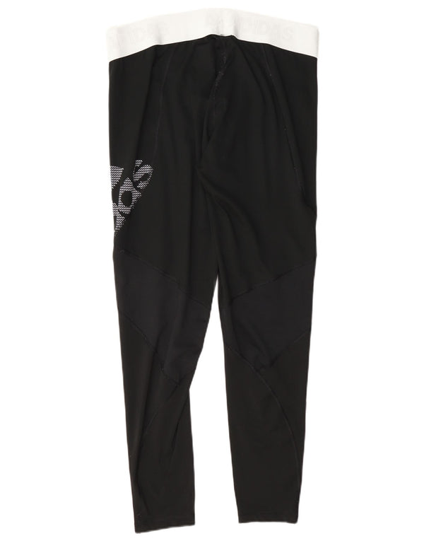 Adidas Damen Climacool Graphic Leggings UK 16/18 Large Schwarz Polyester