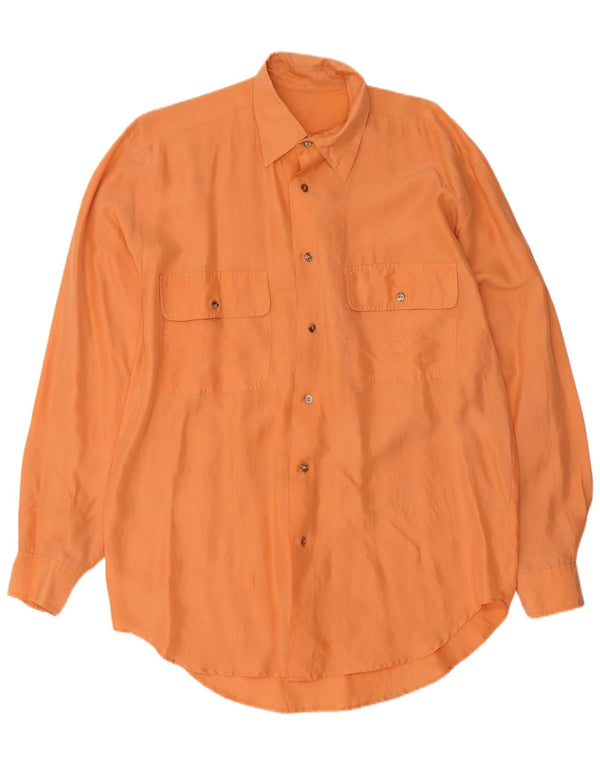 Vintage Herrenhemd Kleine Orange Seide