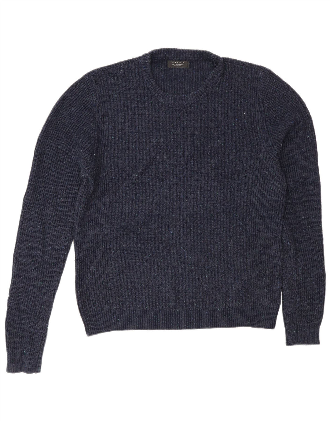 Zara Herren-Pullover mit Rundhalsausschnitt, groß, marineblaues Acryl