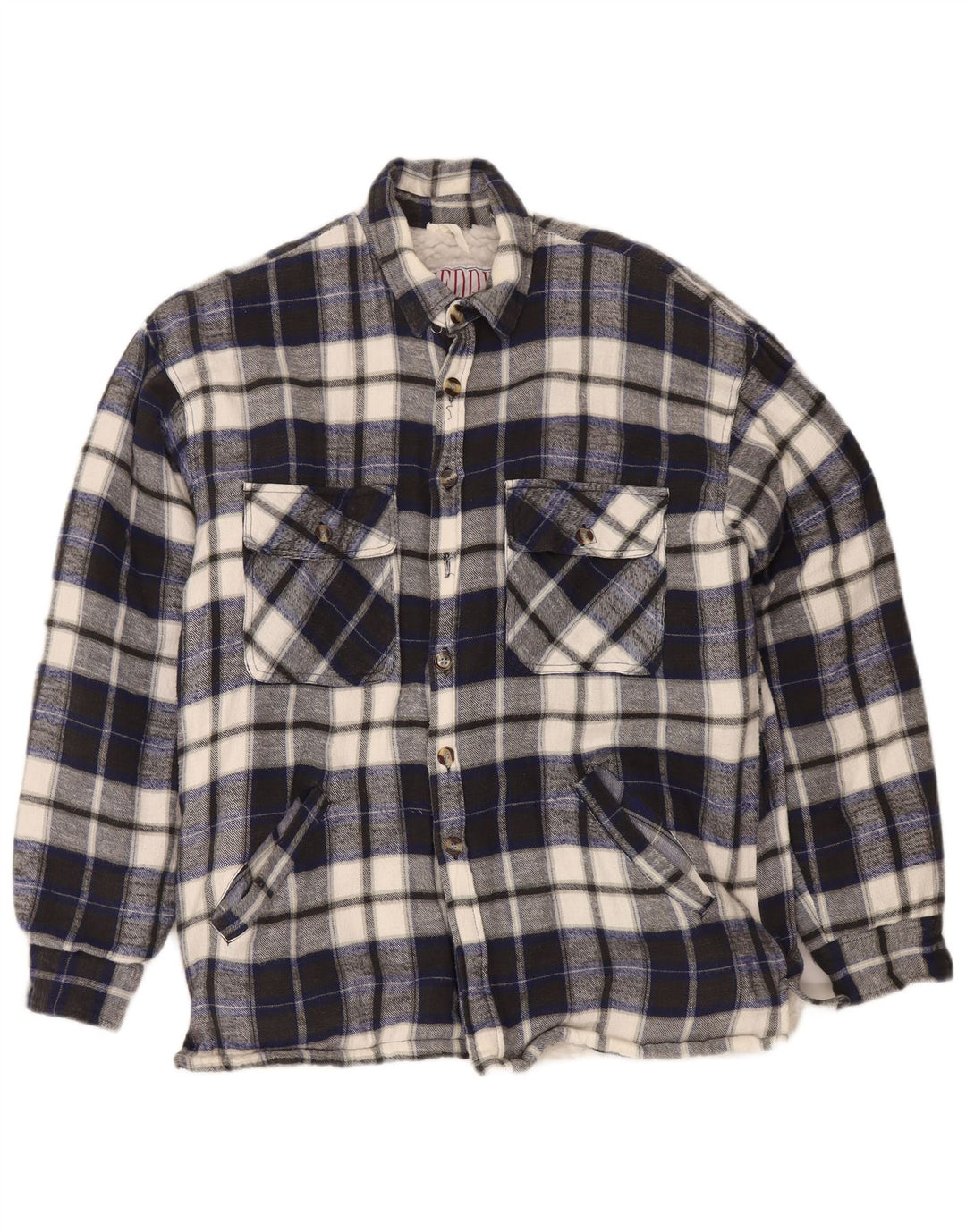 Vintage Herren Holzfäller-Flanellhemd Mittel Marineblau kariert