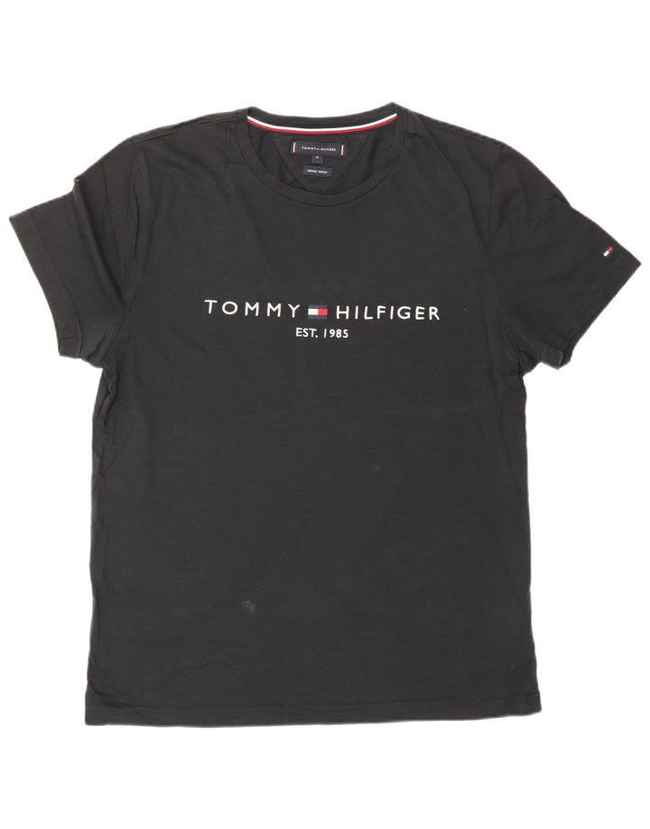 Tommy Hilfiger Herren-T-Shirt mit Grafik, mittelschwarze Baumwolle