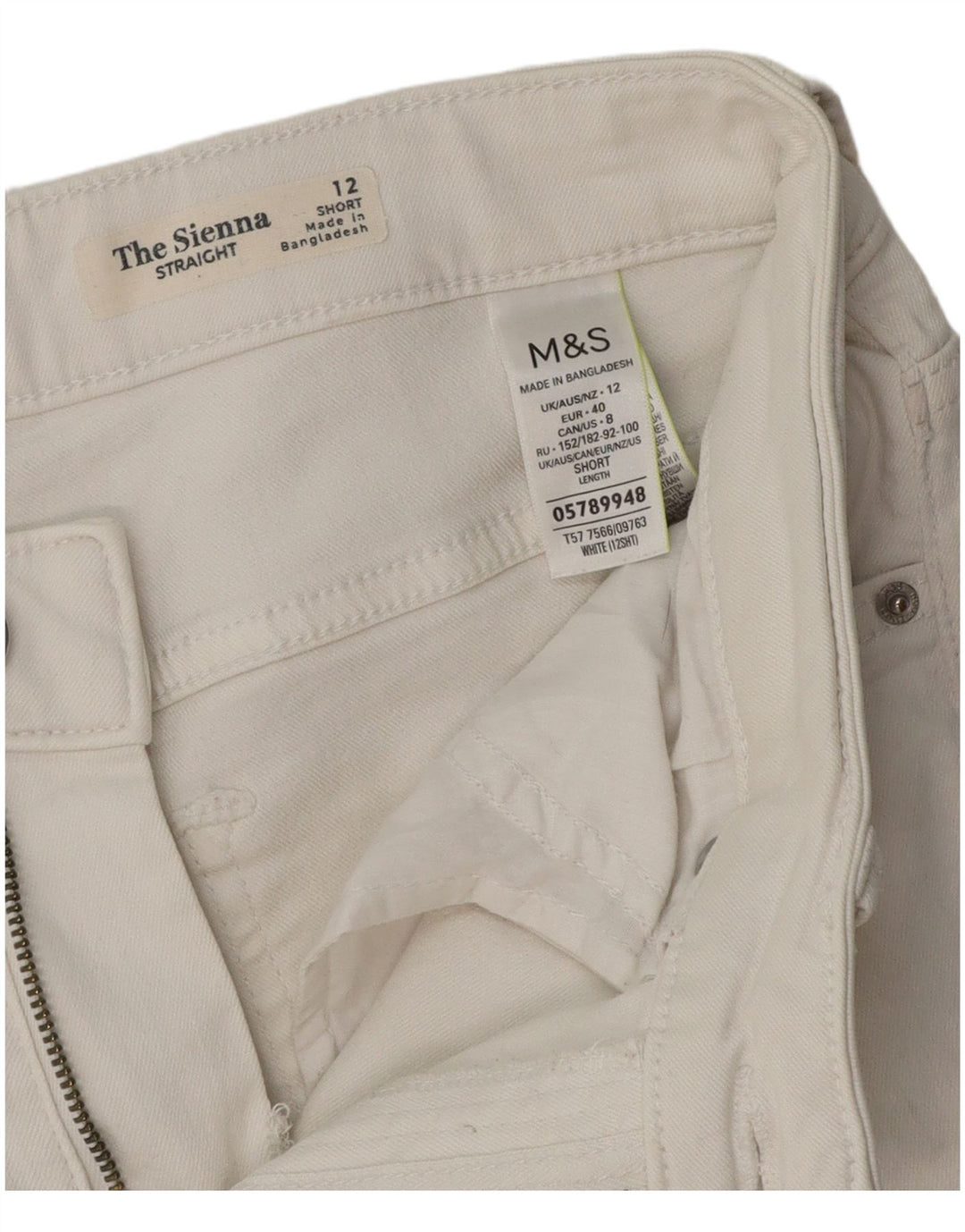 Marks & Spencer Damen The Sienna Straight Jeans UK 12 Medium W30 L26 Weiß