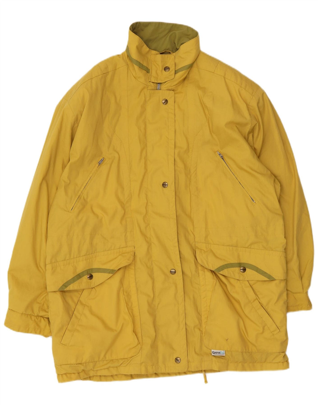 Vintage Damen Übergroßer Regenmantel EU 42 Großes gelbes Polyester