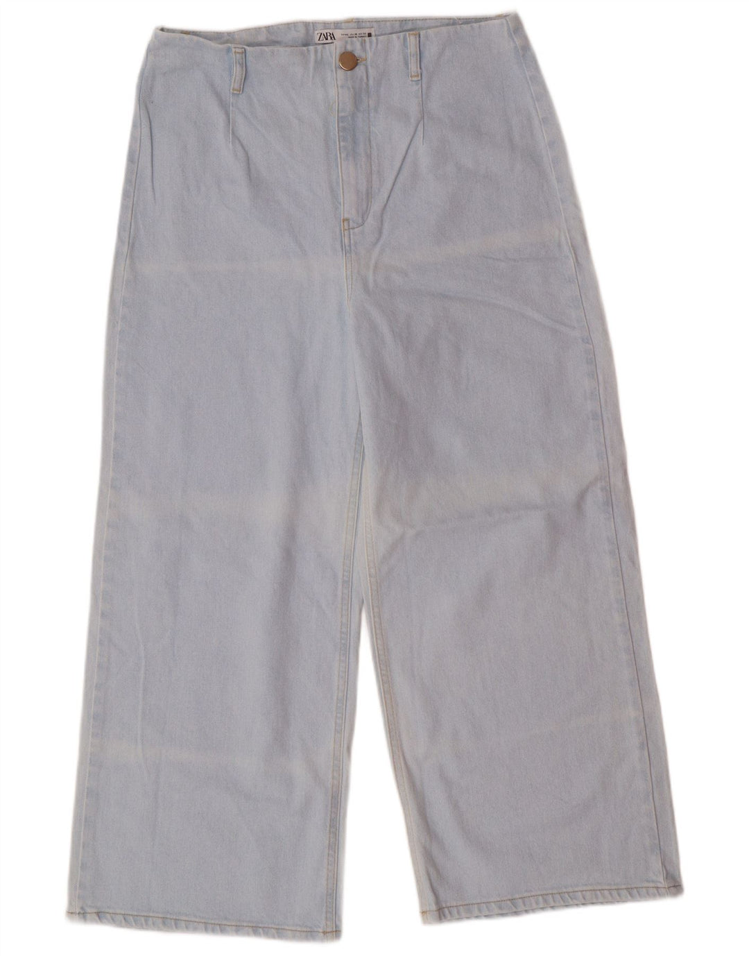 Zara Damen-Jeans mit hoher Taille und weitem Bein, EU 42, groß, W32, L26, blau, klassisch