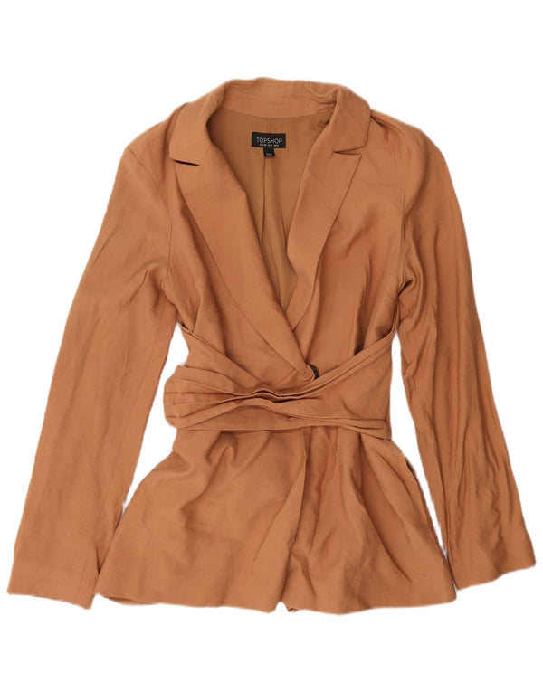 Topshop Damen Blazer Jacke UK 8 Small Beige Viskose