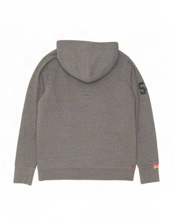 Superdry Graphic Hoodie-Pullover für Damen, UK 12, mittelgrau gefleckte Baumwolle