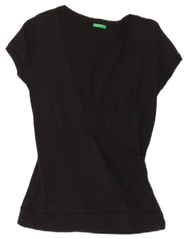 Benetton Womens Blouse Top UK 10 Small Black