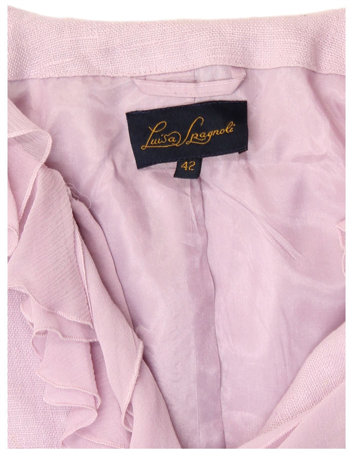 Luisa Spagnoli Damen Bolerojacke IT 42 Mittellila Leinen
