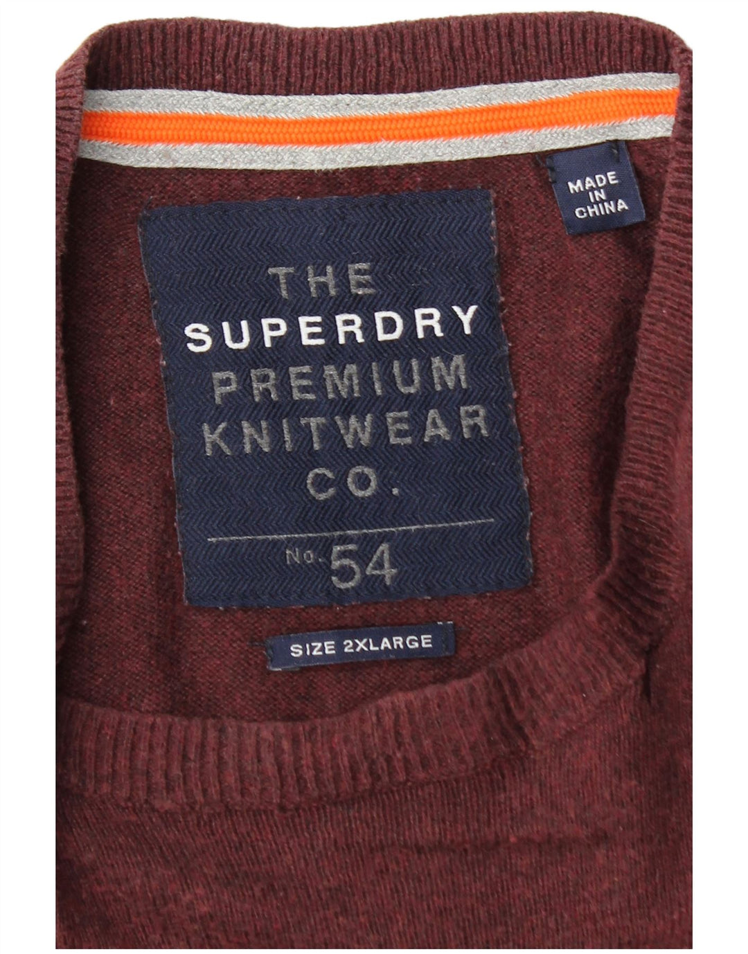 Superdry Herren-Pullover mit Rundhalsausschnitt, 2XL, Burgunderrot, Baumwolle