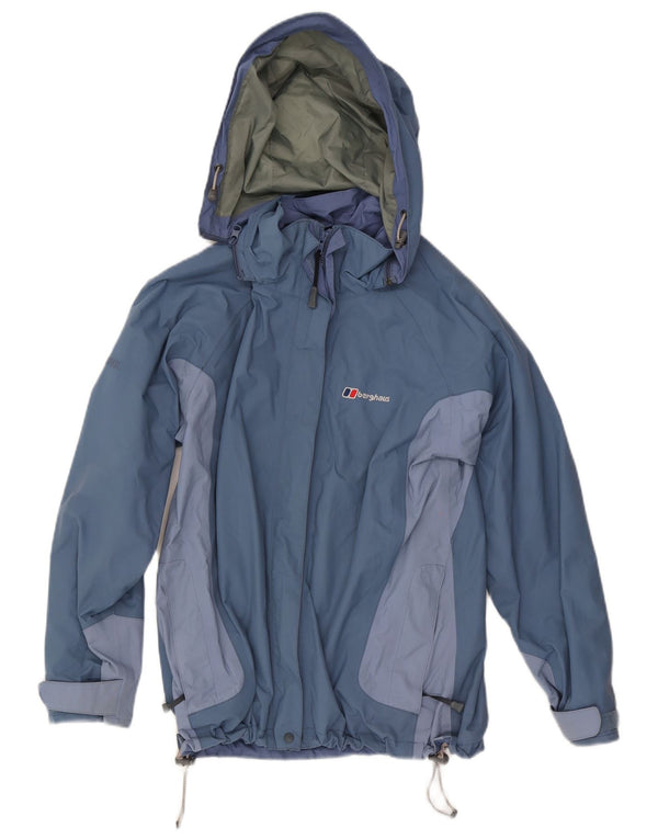 BERGHAUS Damen-Regenjacke mit Kapuze, UK 10, Small, blaues Colourblock-Nylon