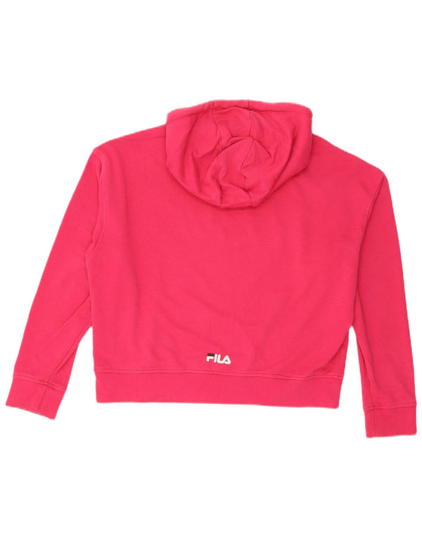 Fila Womens Crop Graphic Übergroßer Kapuzenpullover UK 6 XS Rosa Baumwolle