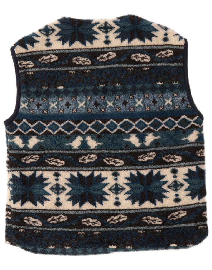Vintage Herren Fleeceweste UK 38 Mittelblau Geometrisch