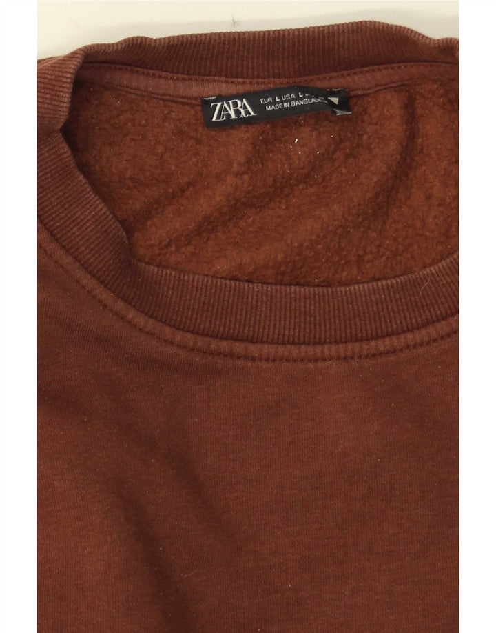 Zara Damen Sweatshirt Pullover UK 16 Large Braun