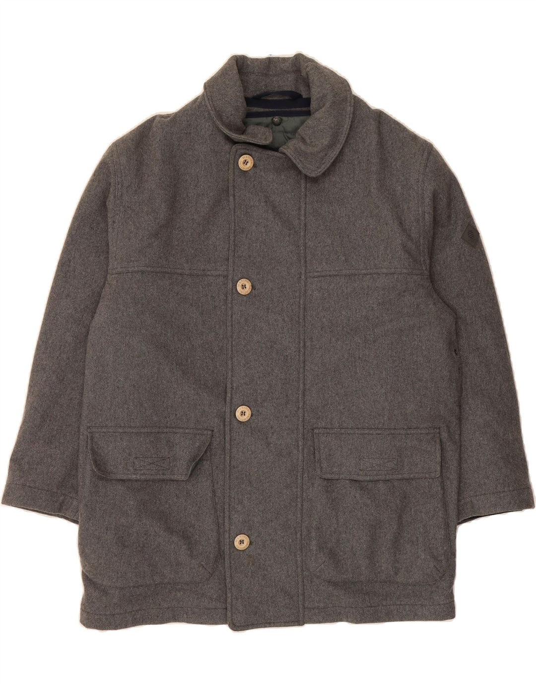 MARINA YACHTING Mens Overcoat IT 50 Large Grey Wool Vintage Marina Yachting and Second-Hand Marina Yachting from Messina Hembry 