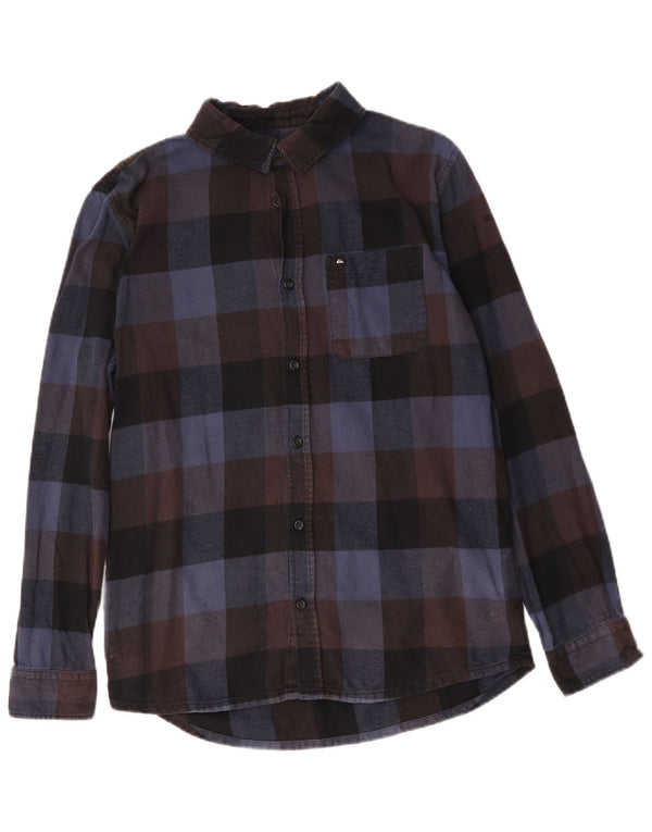 Quiksilver Mens Regular Fit Flannel Shirt Small Navy Blue Gingham Cotton