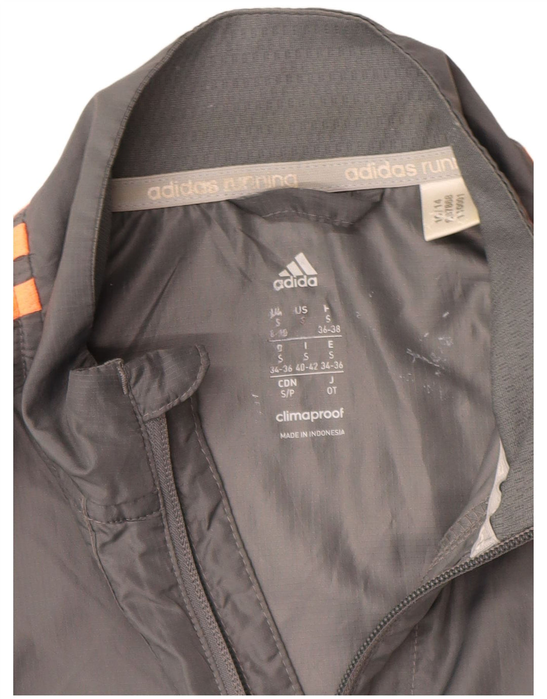 ADIDAS Damen Clima Proof Trainingsanzug Top Jacke UK 8/10 Small Grau