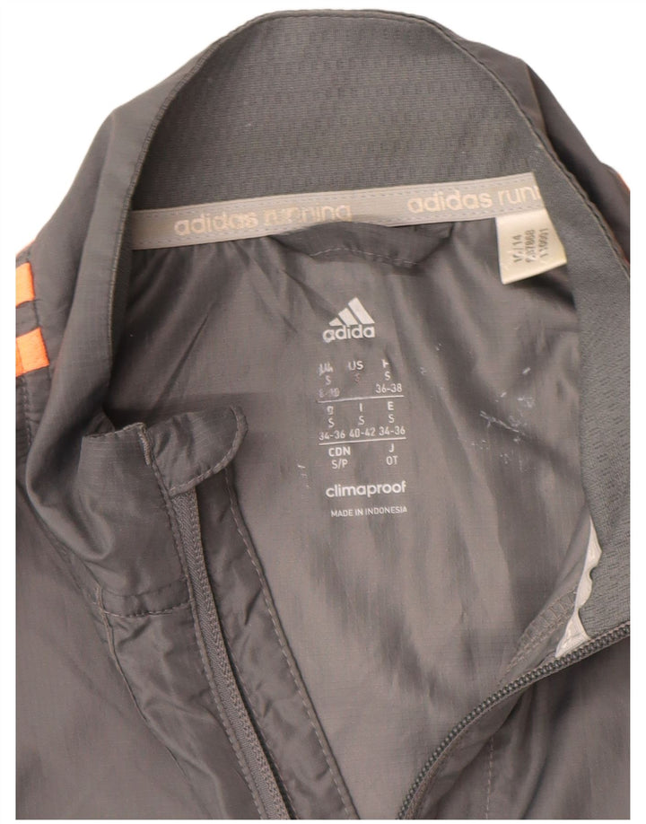 ADIDAS Damen Clima Proof Trainingsanzug Top Jacke UK 8/10 Small Grau