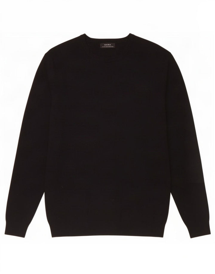 Zara Herren-Pullover mit Rundhalsausschnitt, Größe L, Schwarz
