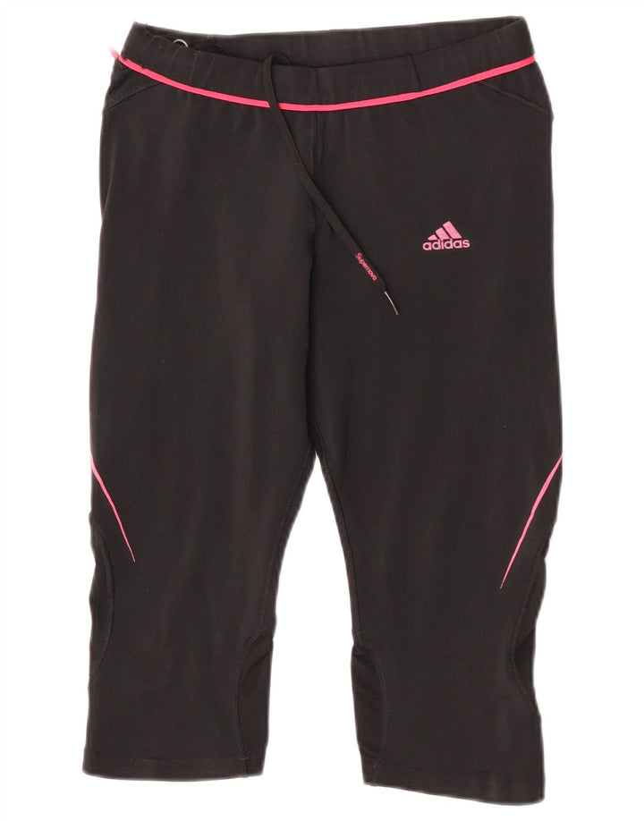 Adidas Damen Climacool Capri Leggings UK 12 Medium Schwarz Polyester