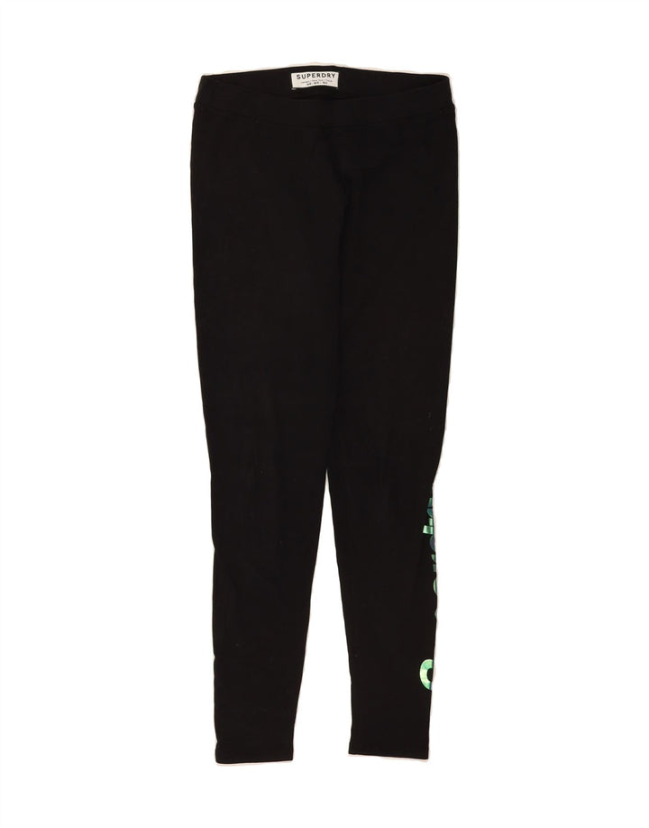 SUPERDRY Womens Graphic Leggings UK 10 Small  Black Cotton Vintage Superdry and Second-Hand Superdry from Messina Hembry 