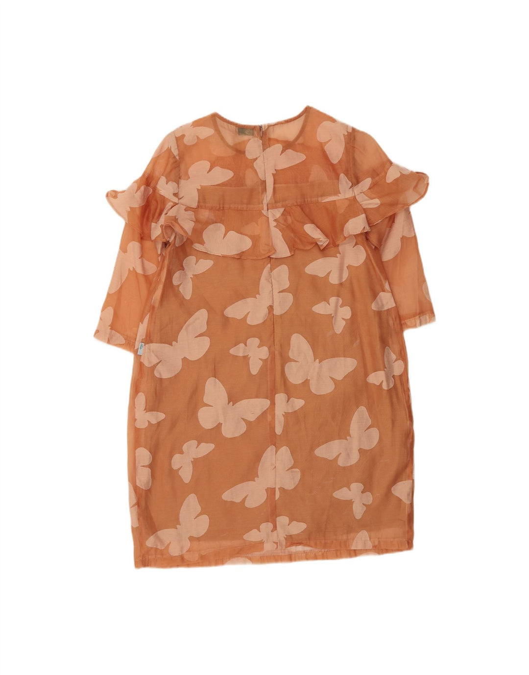 VINTAGE Womens See Through Sheath Dress UK 12 Medium Orange Butterfly