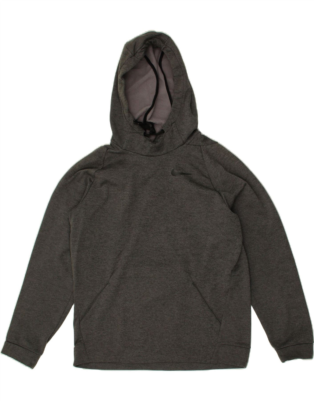 NIKE Mens Dri Fit Graphic Hoodie Jumper Small Grey Flecked Polyester Vintage Nike and Second-Hand Nike from Messina Hembry 