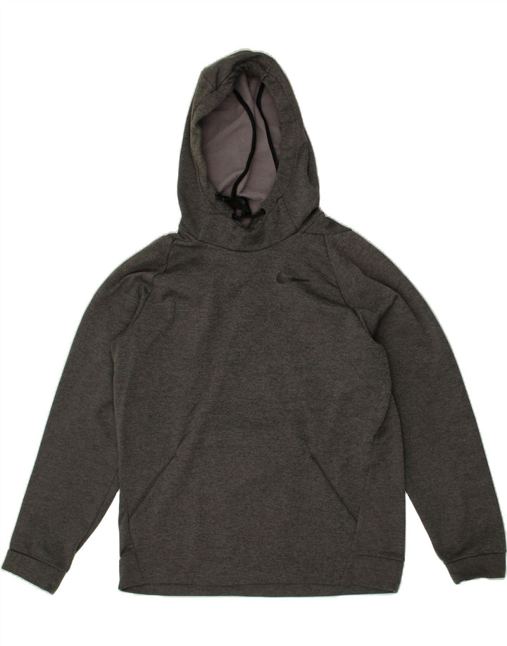 NIKE Mens Dri Fit Graphic Hoodie Jumper Small Grey Flecked Polyester Vintage Nike and Second-Hand Nike from Messina Hembry 