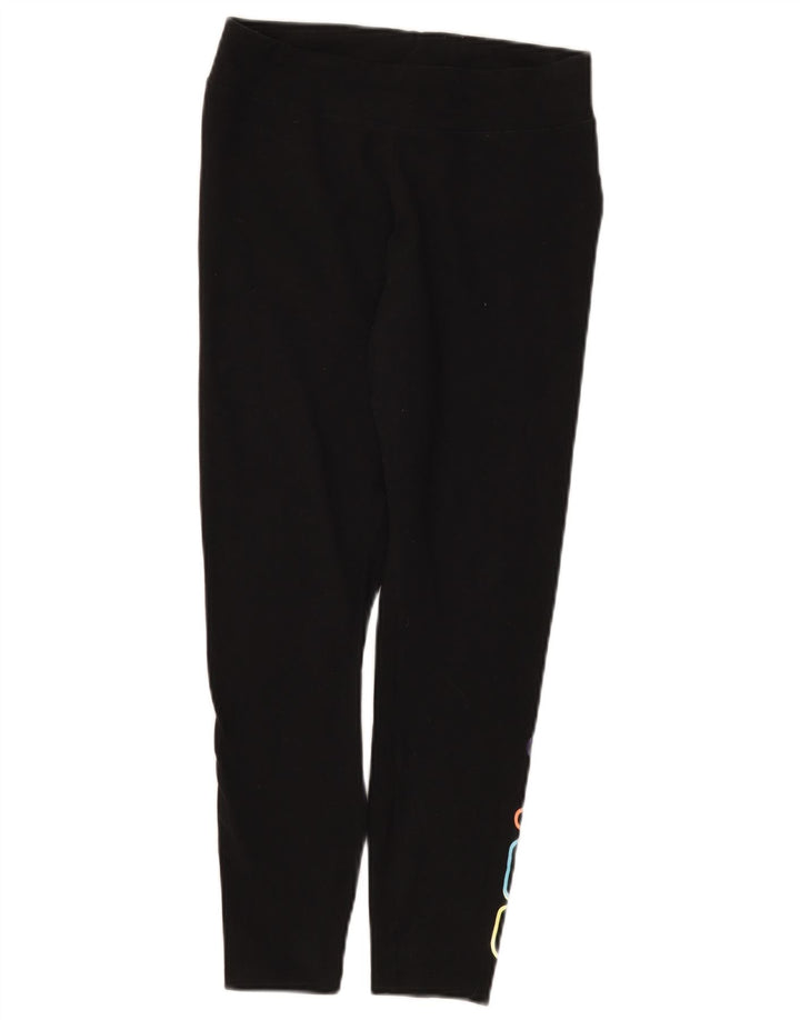 Fila Womens Graphic Crop Leggings UK 12 Mittelschwarze Baumwolle