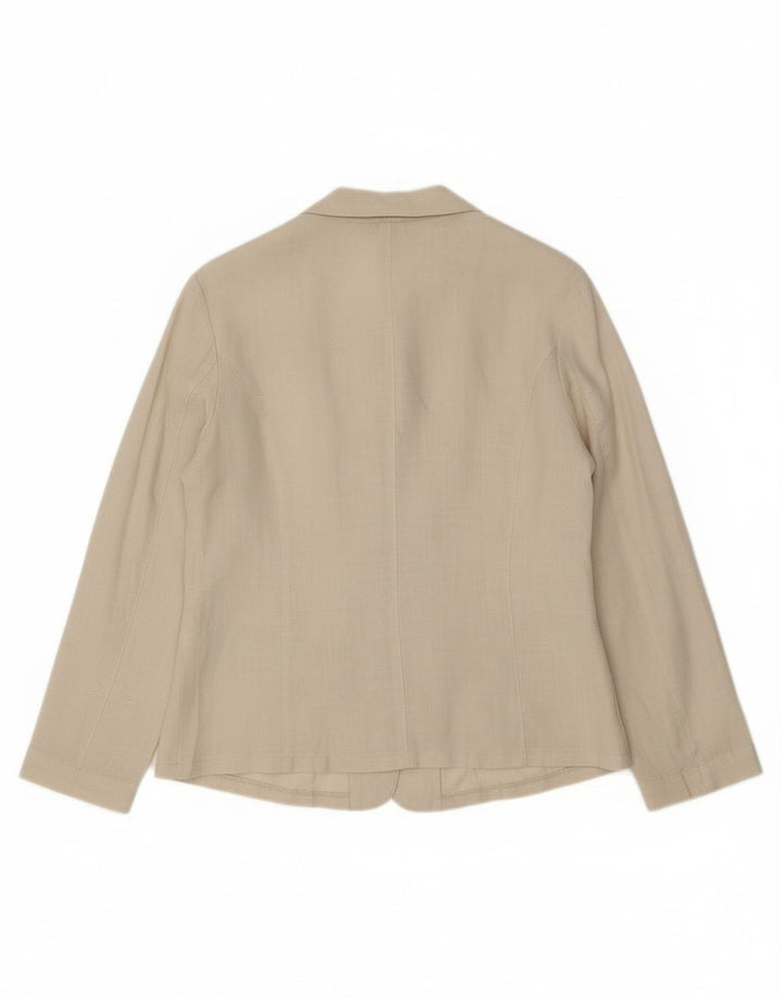Vintage Damen Hemdbluse UK 14 Medium Beige Leinen