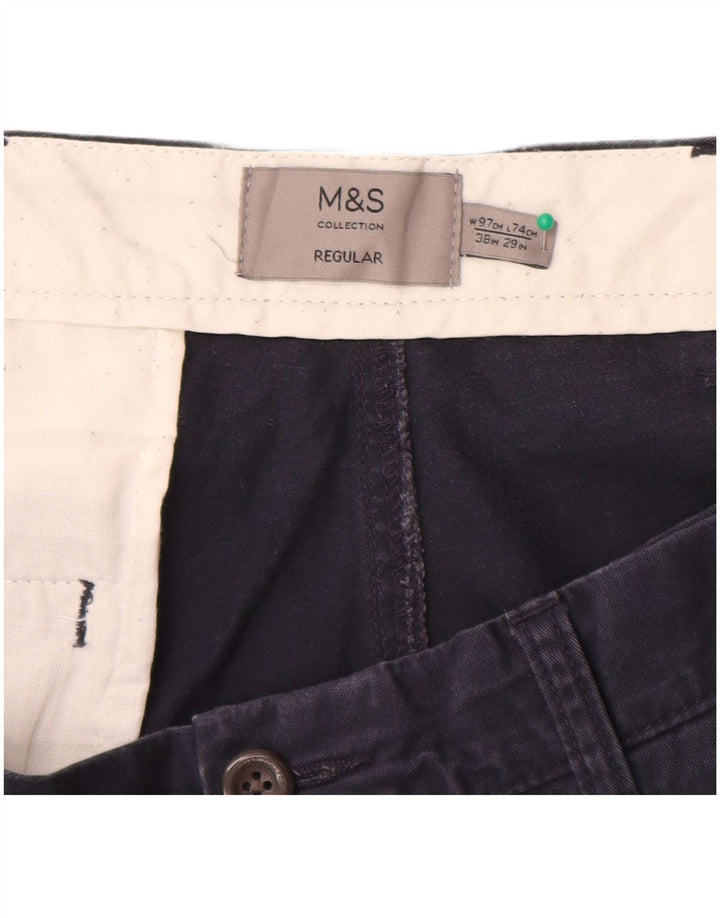Marks & Spencer Herren Straight Regular Chinohose W38 L29 Marineblau