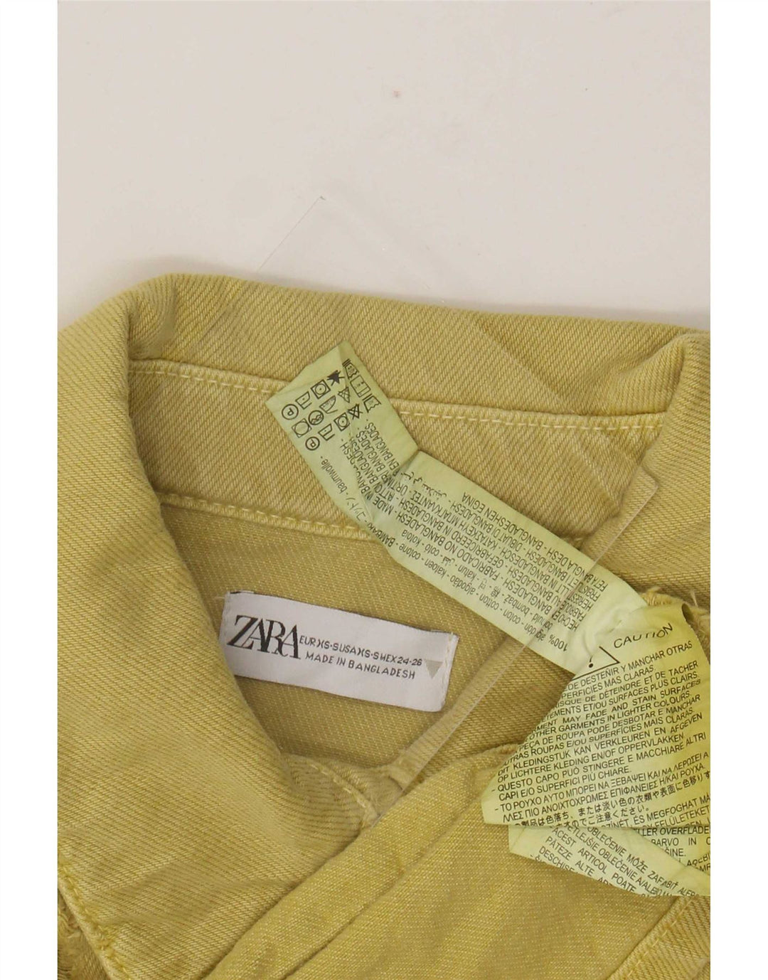 Zara Damen Übergroße Utility-Jacke UK 6 XS Gelbe Baumwolle