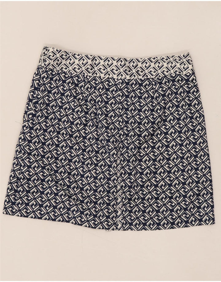 IZOD Damen Minirock US 4 Small W30 Marineblaues geometrisches Polyester