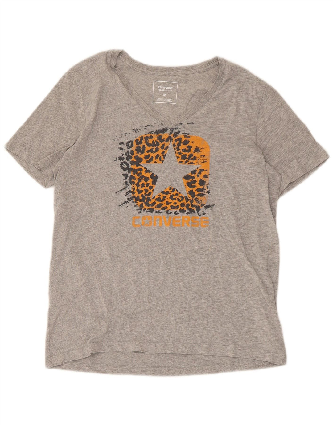Converse Damen Classic Fit Graphic T-Shirt Top UK 12 Mittelgrau meliert