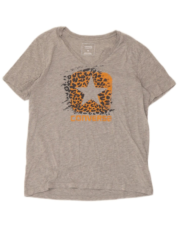 Converse Damen Classic Fit Graphic T-Shirt Top UK 12 Mittelgrau meliert