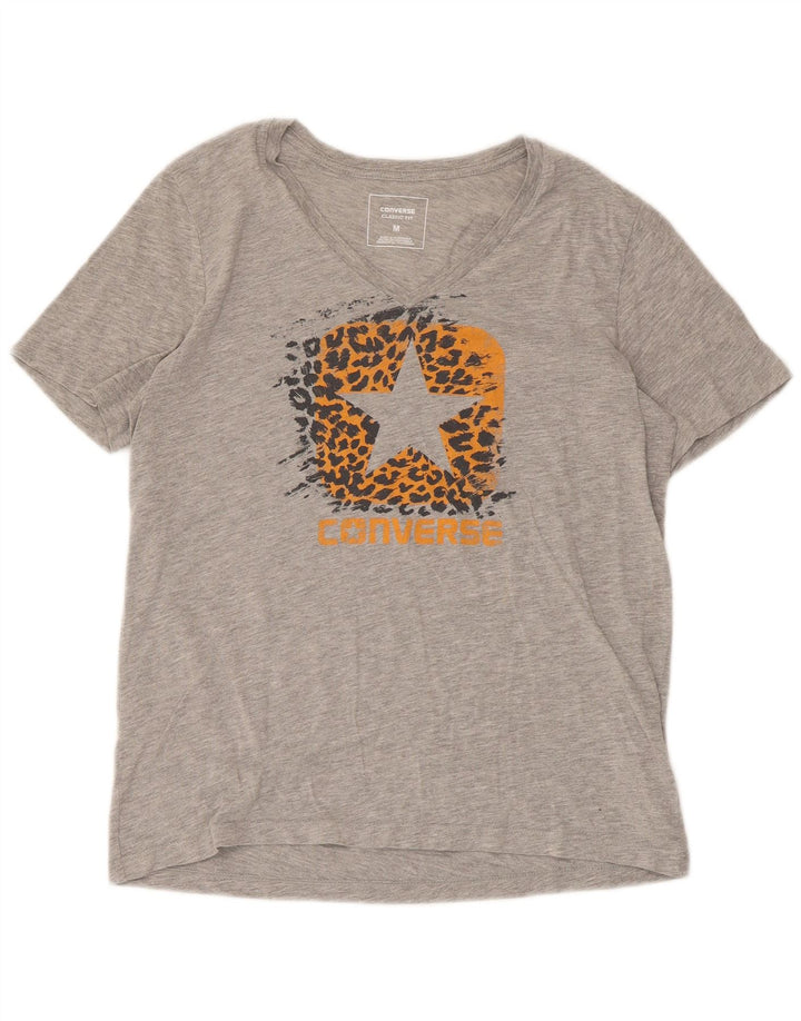 Converse Damen Classic Fit Graphic T-Shirt Top UK 12 Mittelgrau meliert