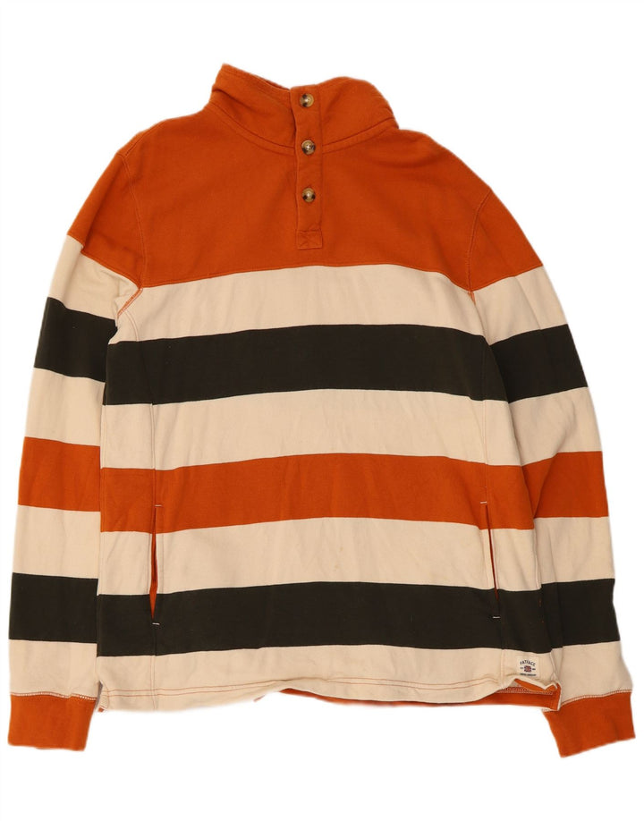 Fat Face Herren-Sweatshirt mit Knopfkragen, klein, mehrfarbig, gestreift
