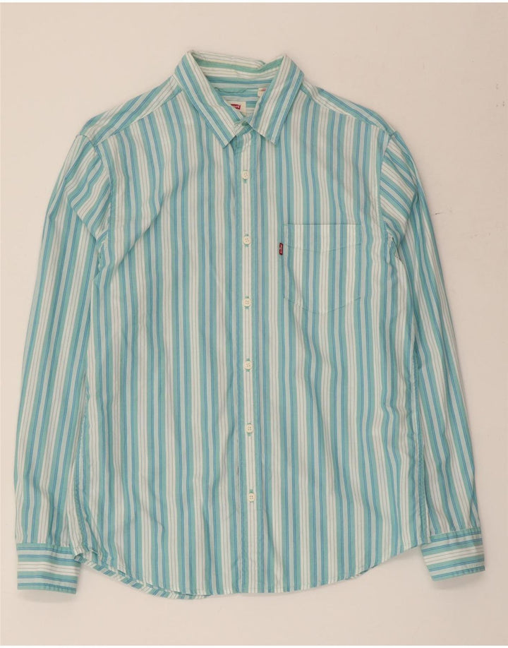 Levi's Herren-Standardhemd aus mittelblauer, gestreifter Baumwolle