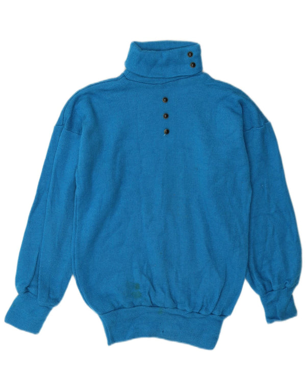 Vintage Damen Rollkragenpullover Pullover UK 14 Mittelblau